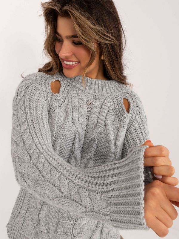 Fashionhunters Grey sweater with pattern