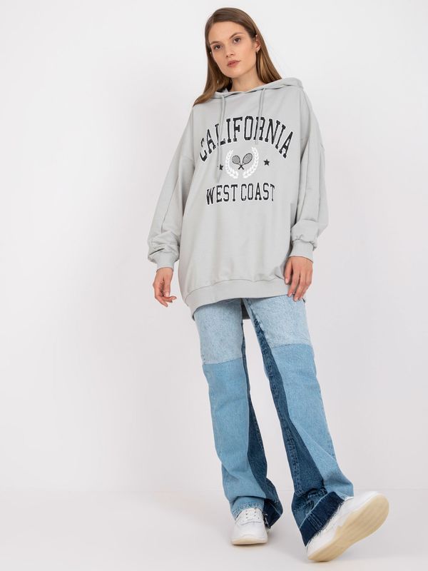 Fashionhunters Grey sweatshirt with printed design and long sleeves