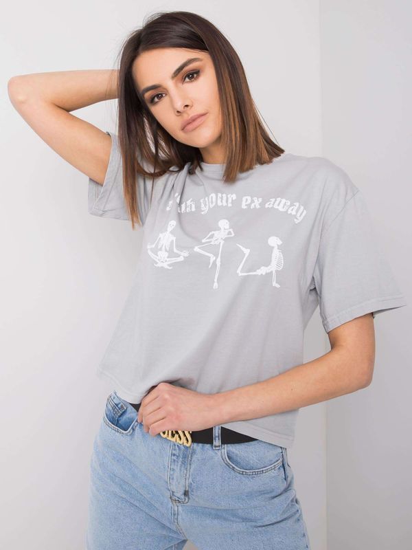 Fashionhunters Grey T-shirt with print Piper RUE PARIS