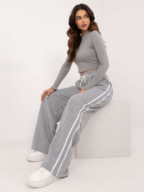 Fashionhunters Grey tracksuit with fitted blouse