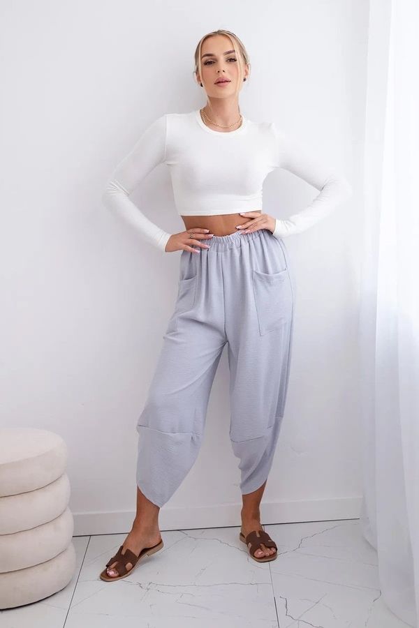 Kesi Grey trousers with wide legs and pockets