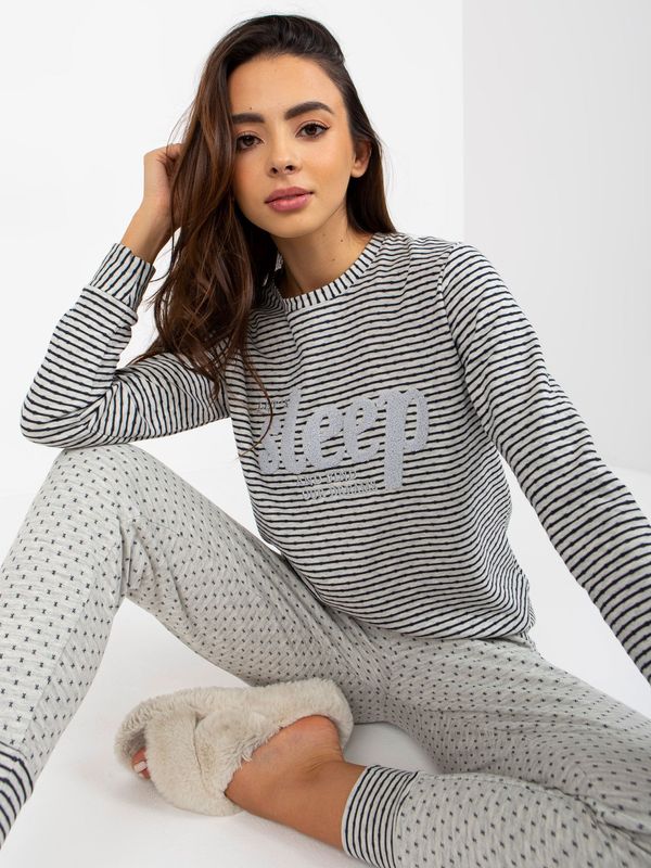 Fashionhunters Grey two-piece pajamas with patches