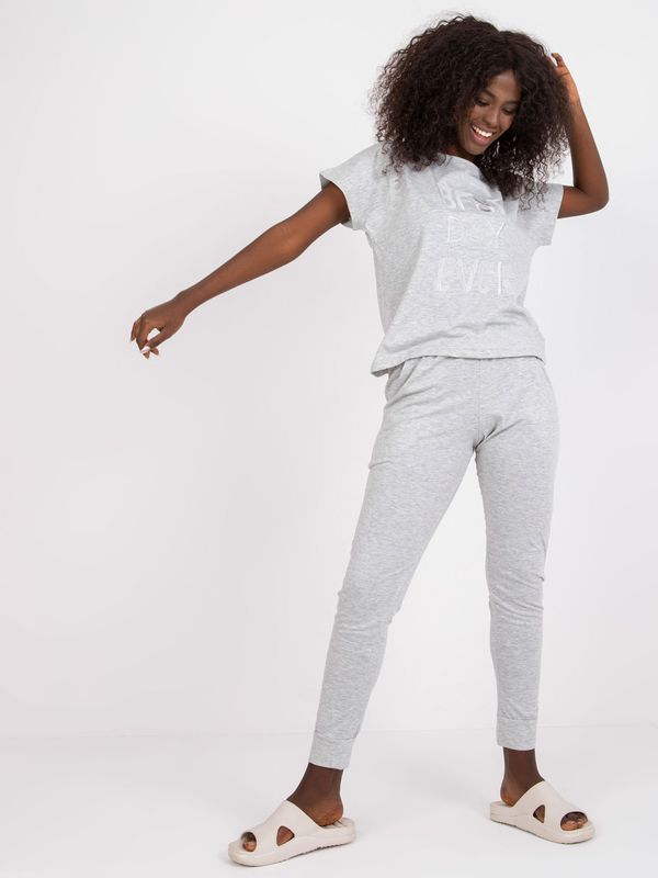 Fashionhunters Grey two-piece pajamas with trousers