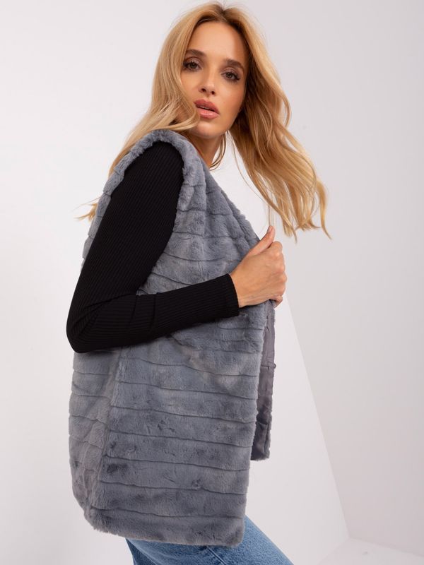 Fashionhunters Grey women's fur vest OCH BELLA