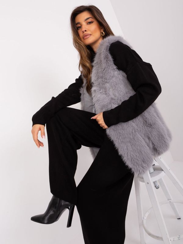 Fashionhunters Grey women's fur vest