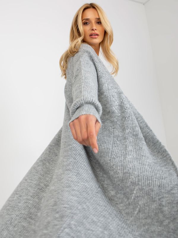 Fashionhunters Grey women's knitted cardigan