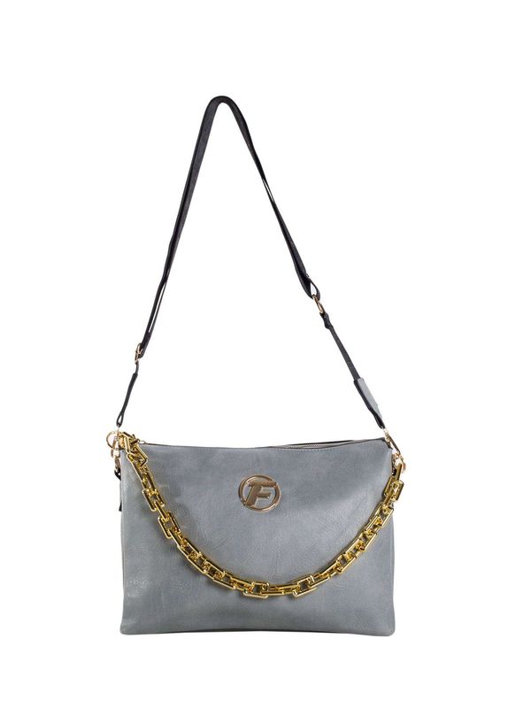 Fashionhunters Grey women's messenger bag with chain