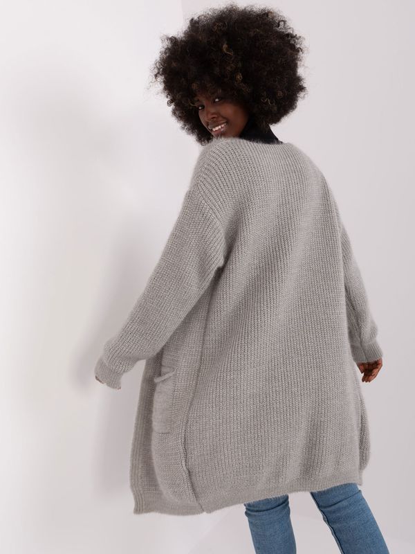 Fashionhunters Grey women's oversize cardigan