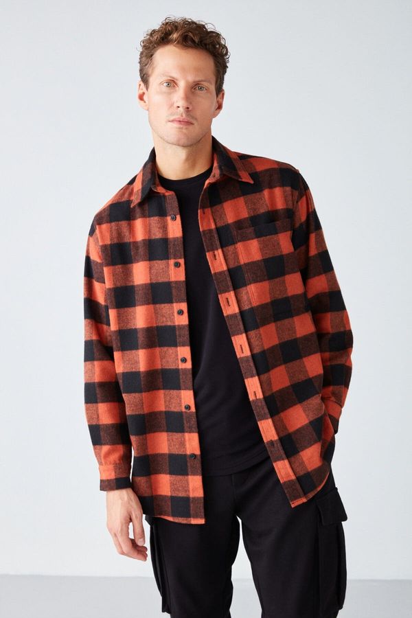 GRIMELANGE GRIMELANGE Cullen Men's Lumberjack Shirt Thick Textured Fleece Top And Soft Plaid Jacket Shir