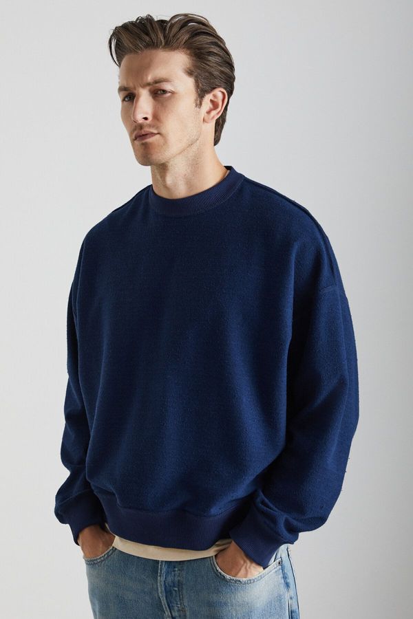 GRIMELANGE GRIMELANGE Jevon Men's 100% Cotton Navy Sweatshirt