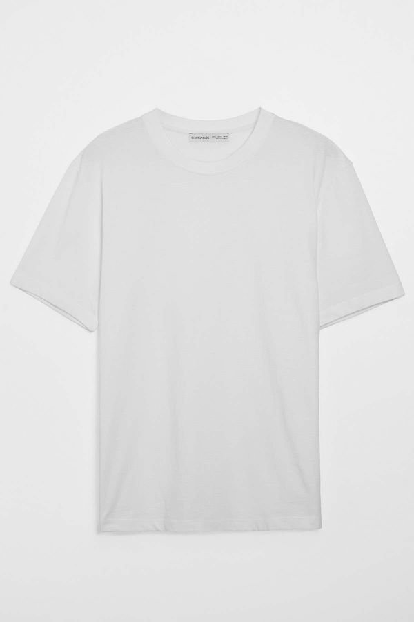 GRIMELANGE GRIMELANGE Men's Solo Comfort Fit Thick Textured White T-shirt