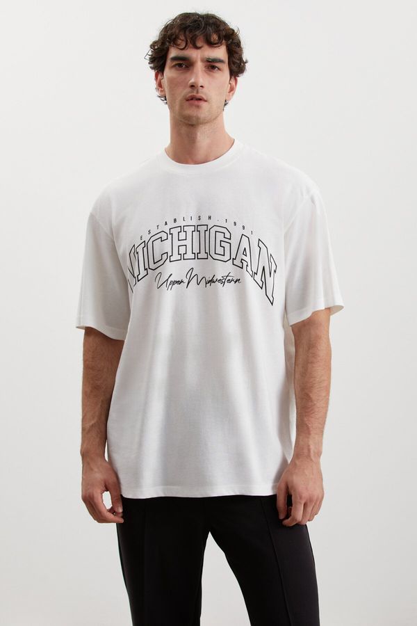 GRIMELANGE GRIMELANGE Noris Men's Regular Fit 100% Cotton Printed T Shirt