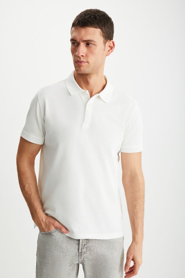 GRIMELANGE GRIMELANGE RAMADANP005 Men's 100% Cotton Ecru Polo Neck T-shir