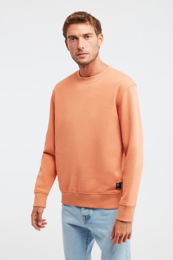 GRIMELANGE GRIMELANGE Travis Men's Soft Fabric Regular Fit Round Neck Orange Sweatshir