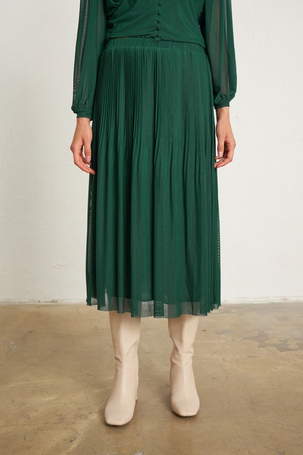 Gusto Gusto Tulle Pleated Skirt - Green