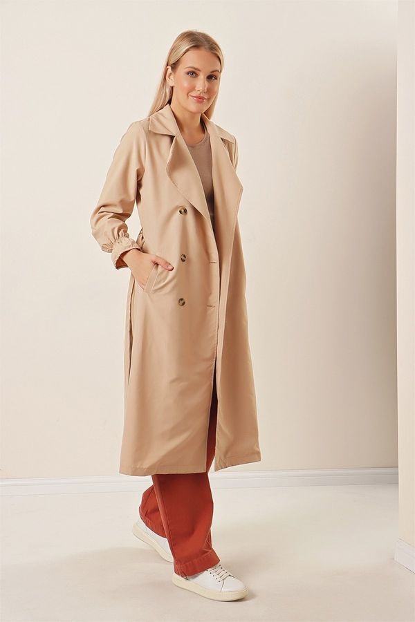 HAKKE HAKKE Shawl Collar Sleeve Elastic Trench