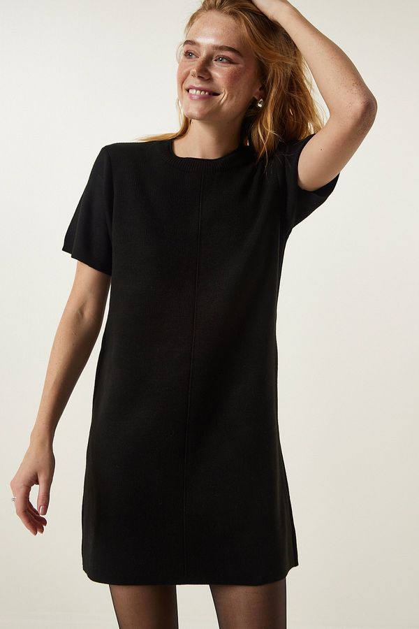 Happiness İstanbul Happiness İstanbul Black Soft Textured Mini Knitwear Dress