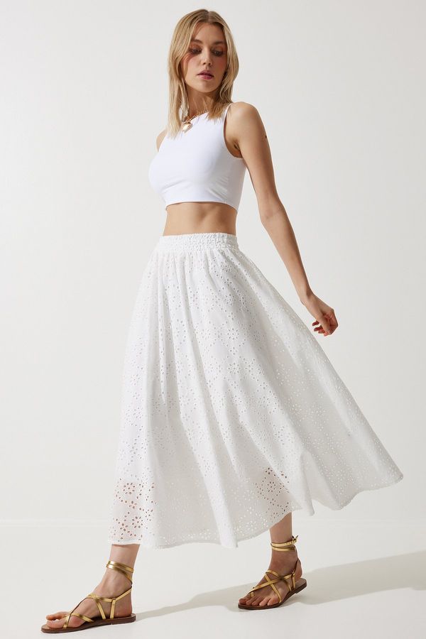 Happiness İstanbul Happiness İstanbul Woman's White Scalloped Princess Skirt