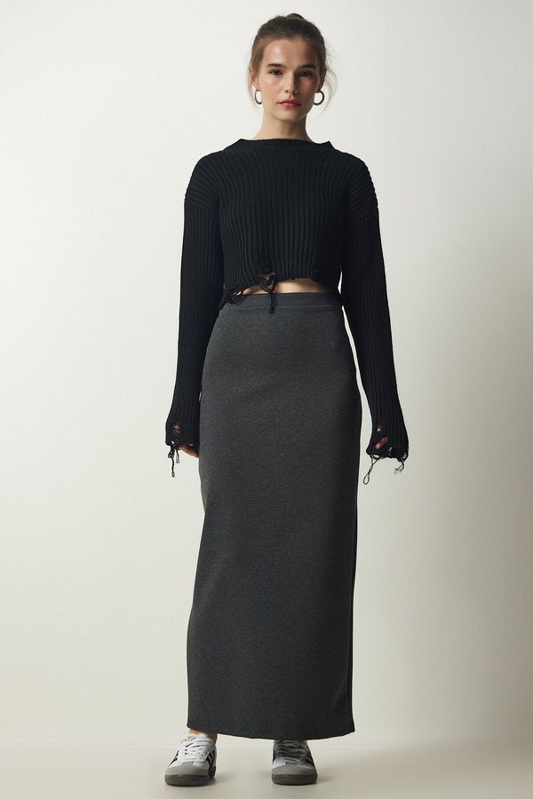 Happiness İstanbul Happiness İstanbul Women's Anthracite Basic Long Skirt