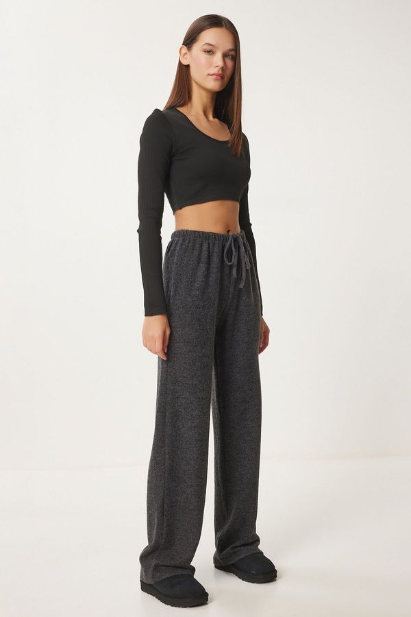 Happiness İstanbul Happiness İstanbul Women's Anthracite Soft Loose Knitted Pants