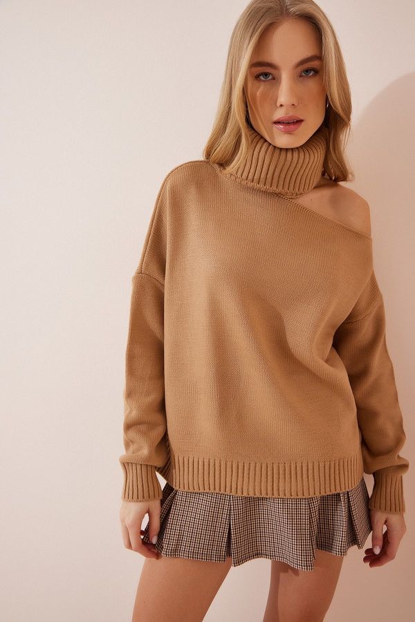 Happiness İstanbul Happiness İstanbul Women's Biscuit Cot Out Detailed Turtleneck Knitwear Sweater