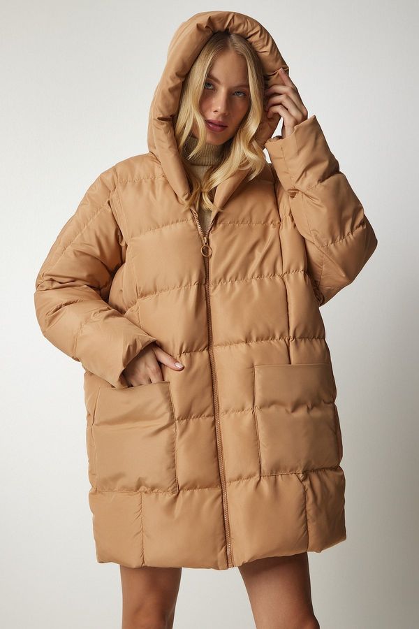 Happiness İstanbul Happiness İstanbul Women's Biscuit Hooded Oversize Puffer Coat