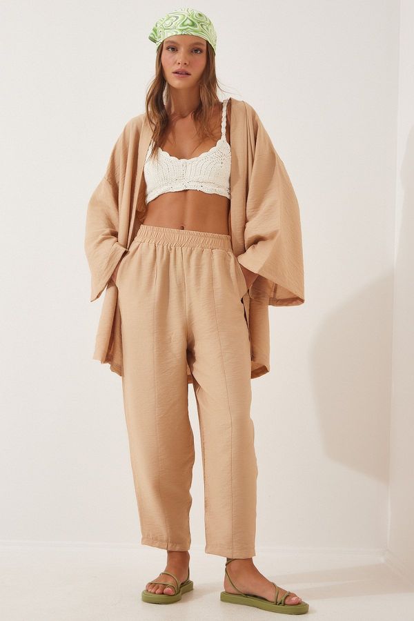 Happiness İstanbul Happiness İstanbul Women's Biscuit Kimono Pants Suit