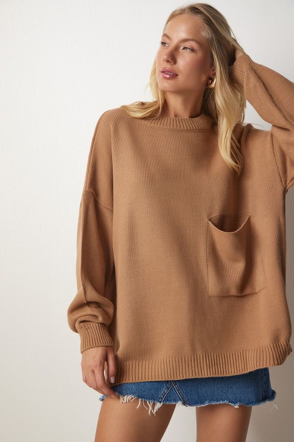 Happiness İstanbul Happiness İstanbul Women's Biscuit Pocket Detailed Basic Knitwear Sweater
