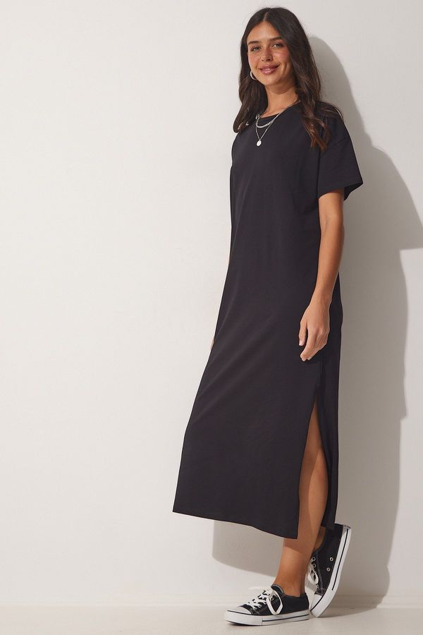 Happiness İstanbul Happiness İstanbul Women's Black Cotton Summer Daily Combed Combed Dress