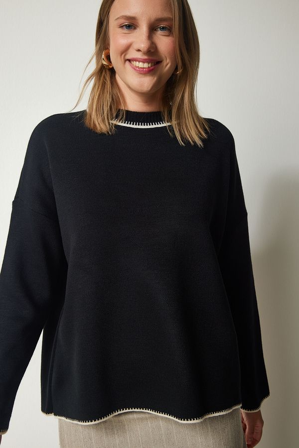 Happiness İstanbul Happiness İstanbul Women's Black Crew Neck Knitwear Sweater