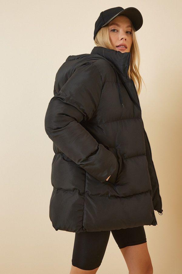 Happiness İstanbul Happiness İstanbul Women's Black Hooded Oversize Down Coat