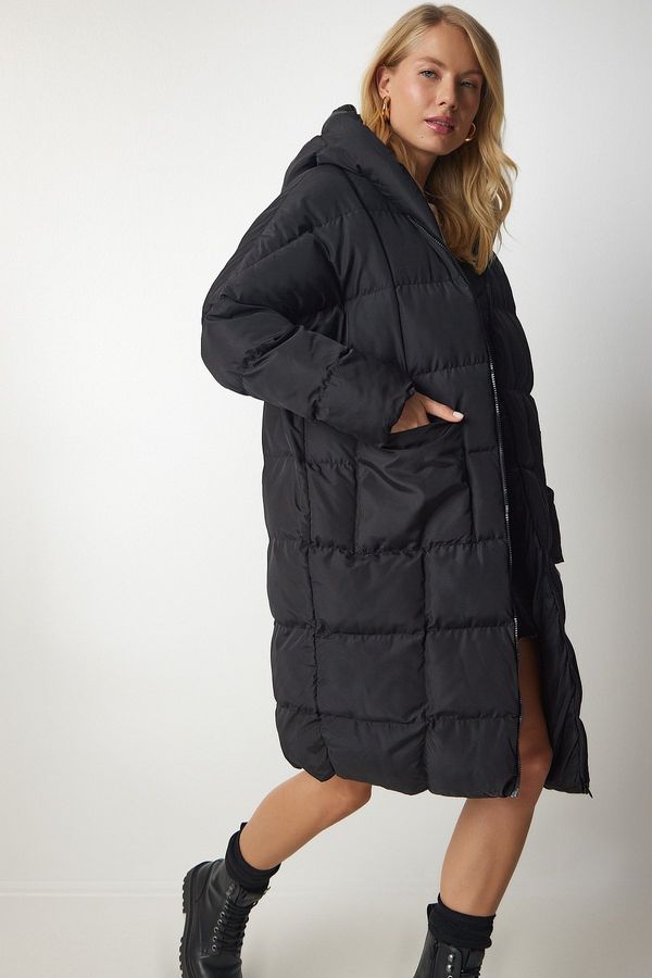 Happiness İstanbul Happiness İstanbul Women's Black Hooded Oversize Puffer Coat