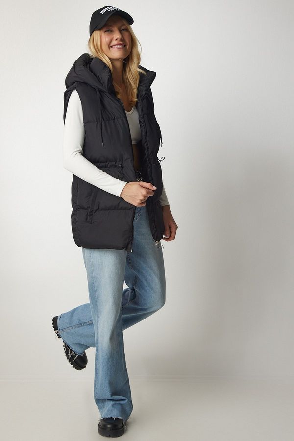 Happiness İstanbul Happiness İstanbul Women's Black Hooded Puffer Vest