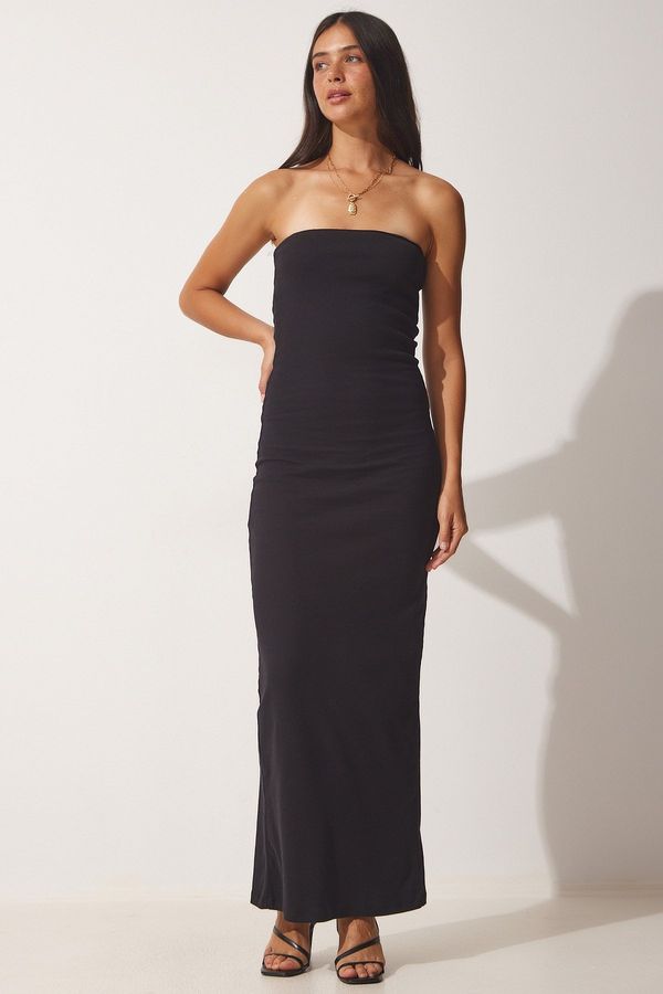 Happiness İstanbul Happiness İstanbul Women's Black Strapless Pencil Dress
