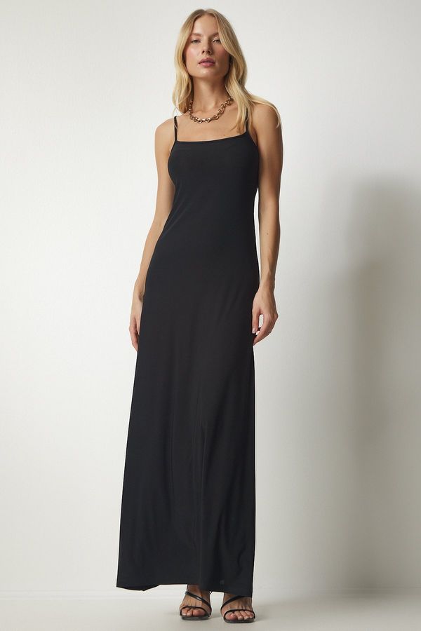 Happiness İstanbul Happiness İstanbul Women's Black Strappy Long Sandy Dress