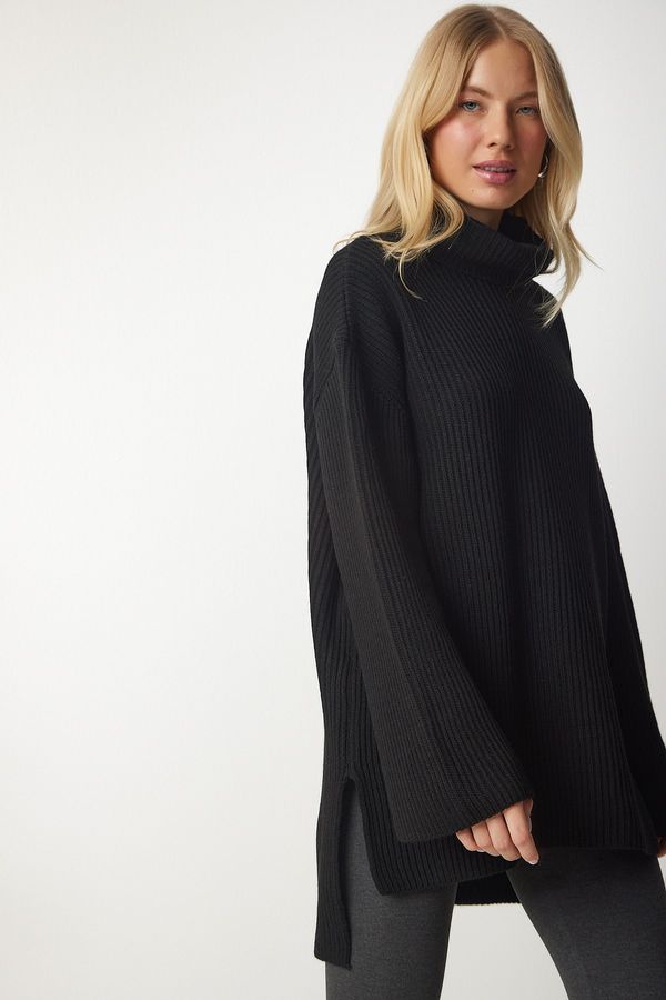 Happiness İstanbul Happiness İstanbul Women's Black Turtleneck Oversize Knitwear Sweater