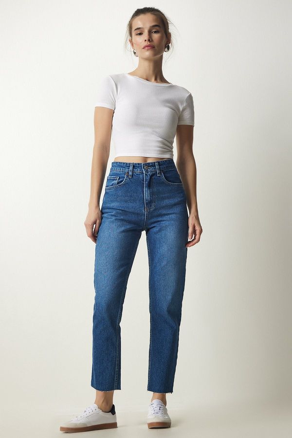 Happiness İstanbul Happiness İstanbul Women's Blue High Waist Denim Trousers