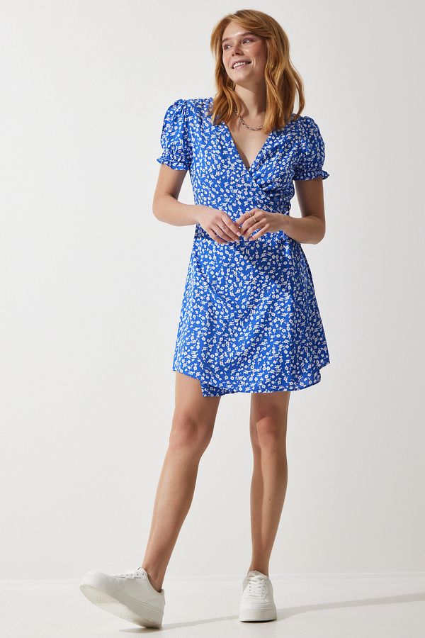 Happiness İstanbul Happiness İstanbul Women's Blue Patterned Viscose Woven Dress