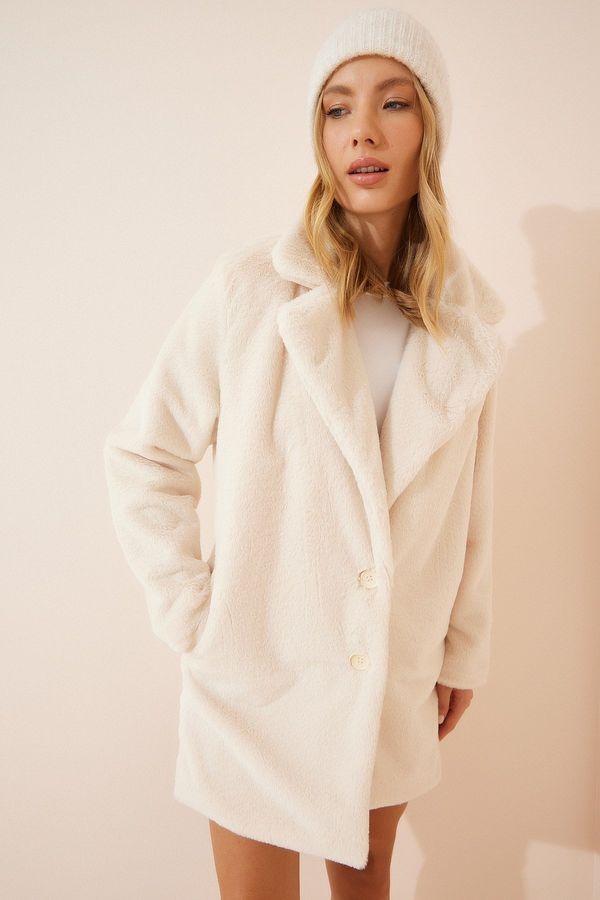 Happiness İstanbul Happiness İstanbul Women's Bone Faux Fur Coat