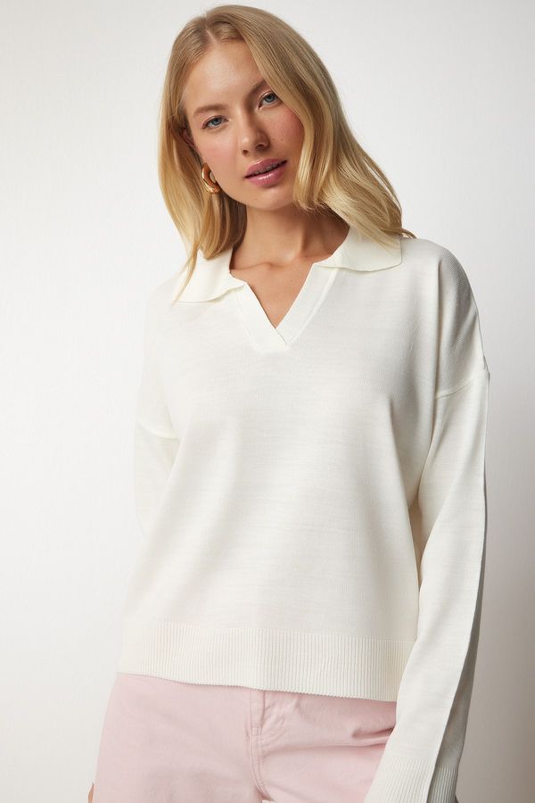 Happiness İstanbul Happiness İstanbul Women's Bone Polo Neck Basic Sweater