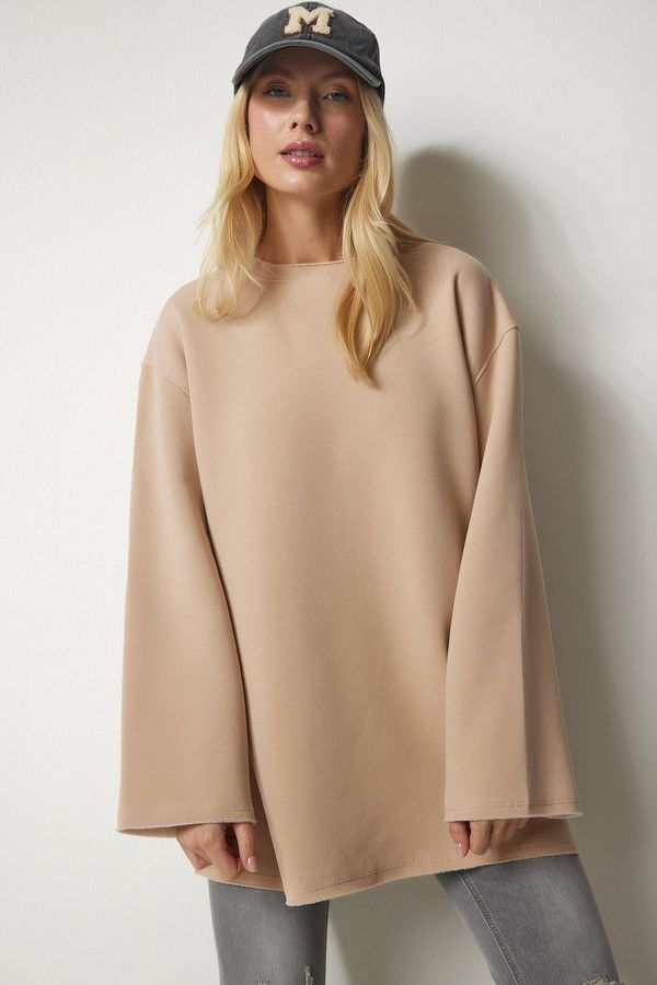 Happiness İstanbul Happiness İstanbul Women's Camel Charm Oversize Knitted Sweatshirt