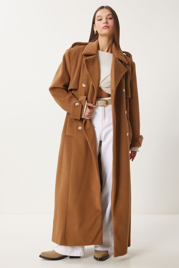 Happiness İstanbul Happiness İstanbul Women's Camel Premium Oversize Cashmere Coat