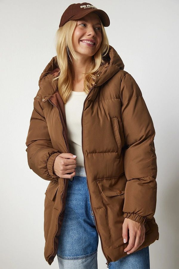 Happiness İstanbul Happiness İstanbul Women's Caramel Hooded Puffer Coat