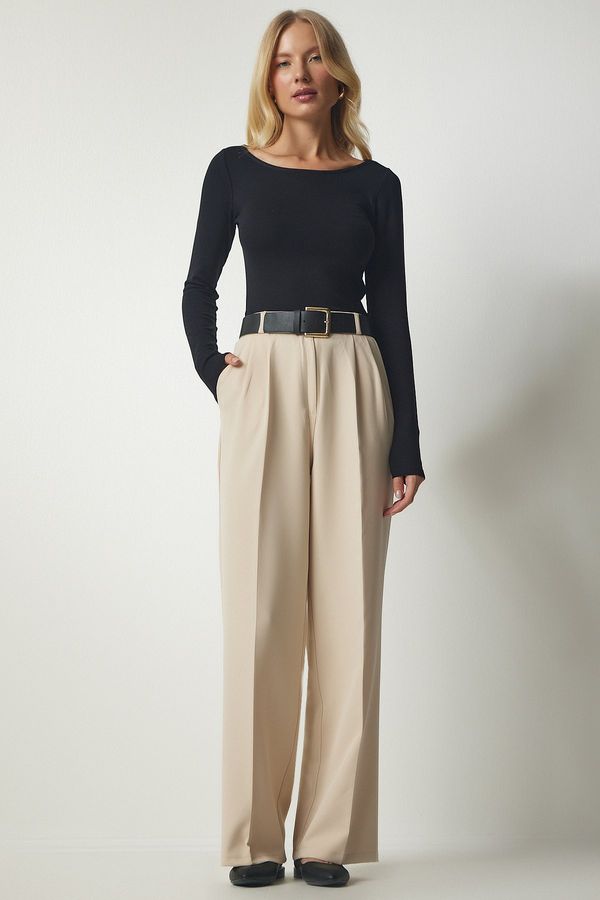 Happiness İstanbul Happiness İstanbul Women's Cream Pocket Palazzo Pants