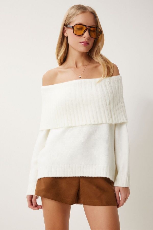 Happiness İstanbul Happiness İstanbul Women's Ecru Madonna Collar Knitwear Sweater