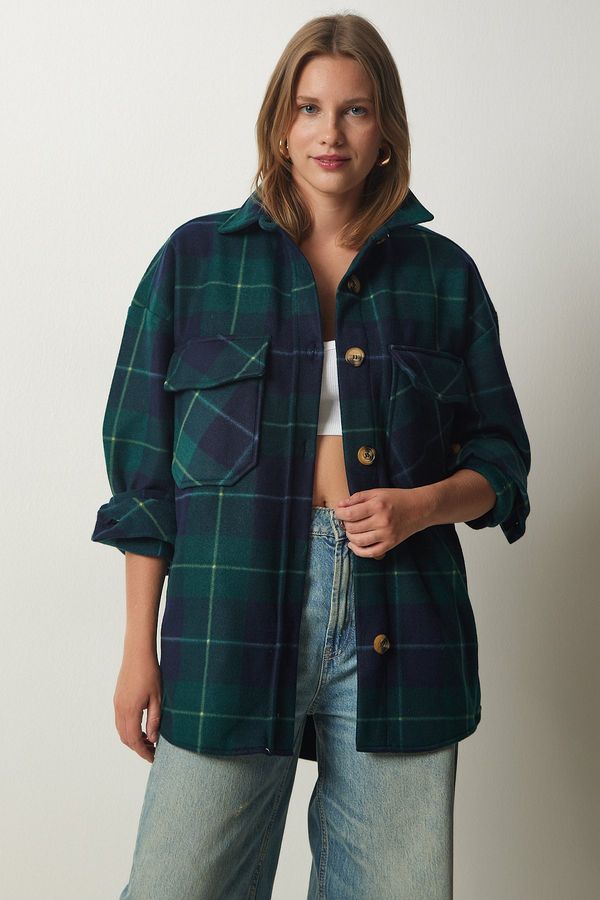 Happiness İstanbul Happiness İstanbul Women's Emerald Lumberjack Fleece Shirt Jacket