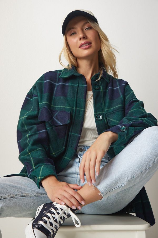 Happiness İstanbul Happiness İstanbul Women's Emerald Lumberjack Fleece Shirt Jacket