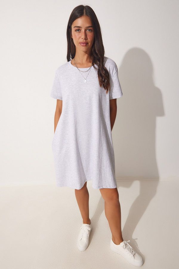 Happiness İstanbul Happiness İstanbul Women's Gray Cotton Daily Knit Dress
