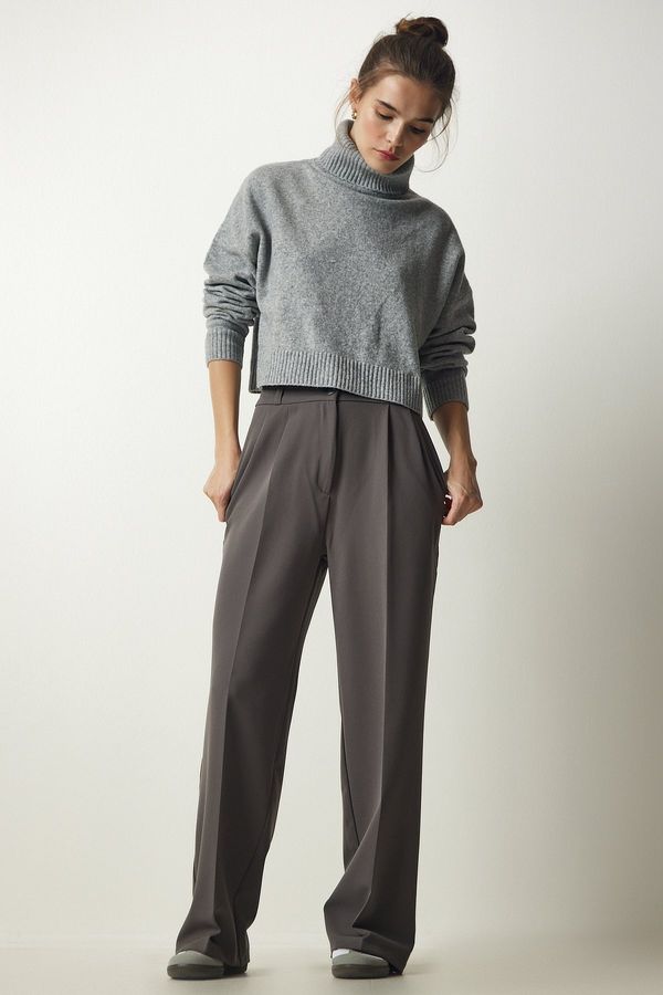 Happiness İstanbul Happiness İstanbul Women's Gray Pocket Palazzo Trousers