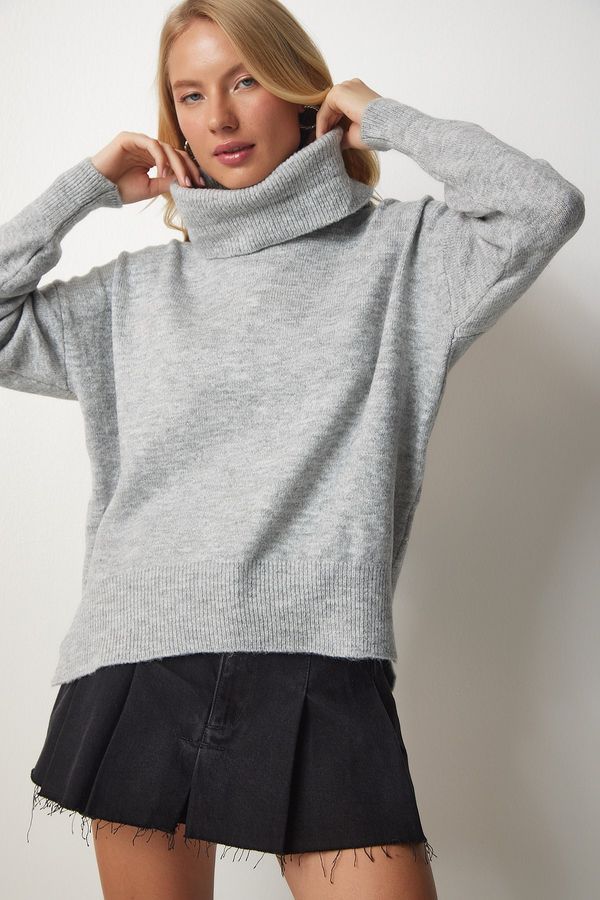 Happiness İstanbul Happiness İstanbul Women's Gray Turtleneck Knitwear Sweater